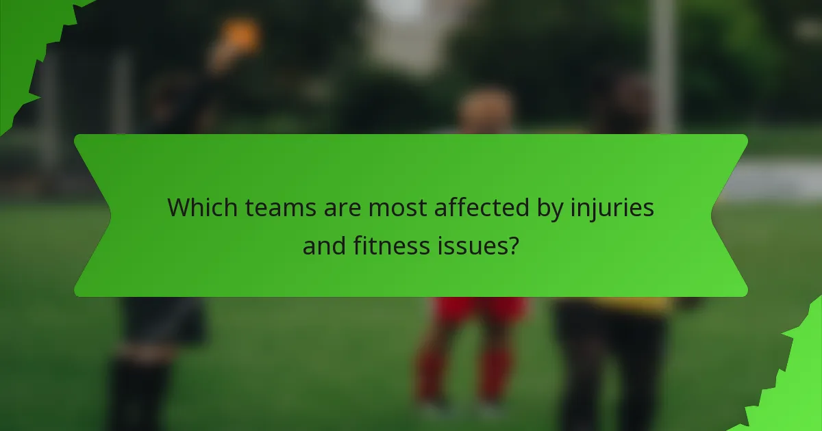 Which teams are most affected by injuries and fitness issues?